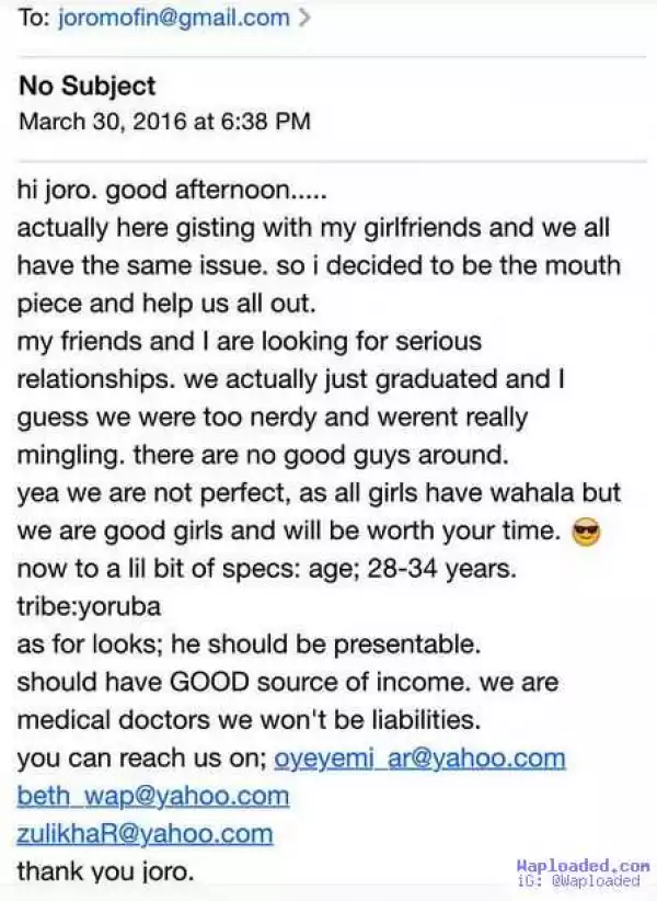 Three Female Medical Doctors in Search of Serious Relationships...See Their Contacts